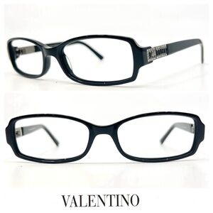 VALENTINO Italy 130 5456 Rectangular Lens Crystal Black Frames Eyeglasses